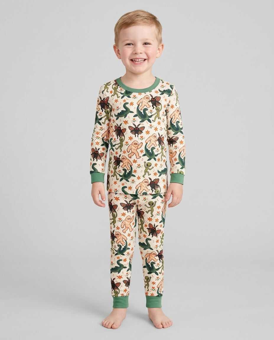 Dancing Cryptids Bamboo Two Piece Long Sleeve Pajama Set