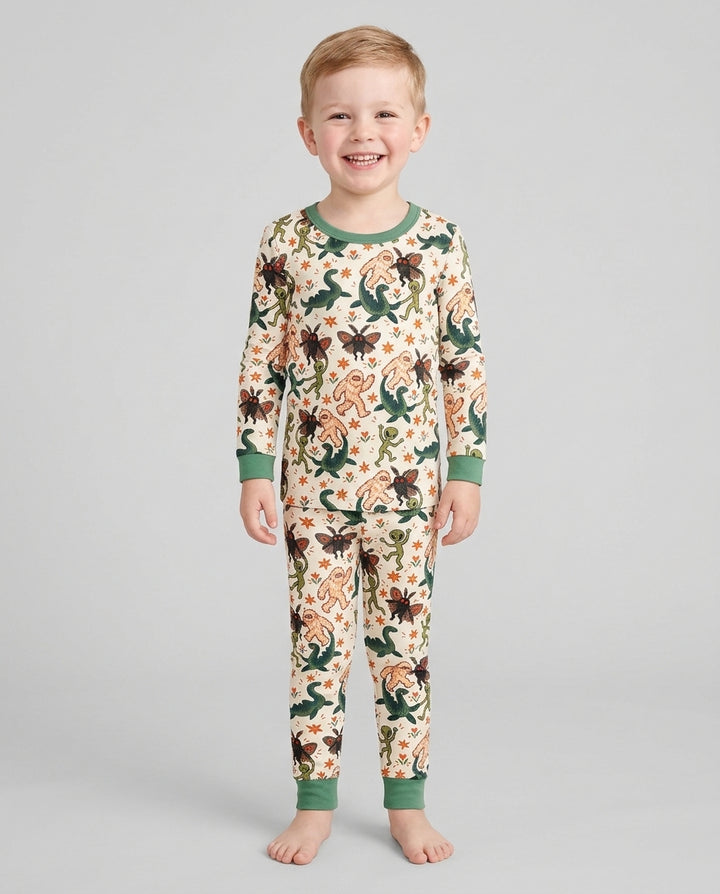 Dancing Cryptids Bamboo Two Piece Long Sleeve Pajama Set