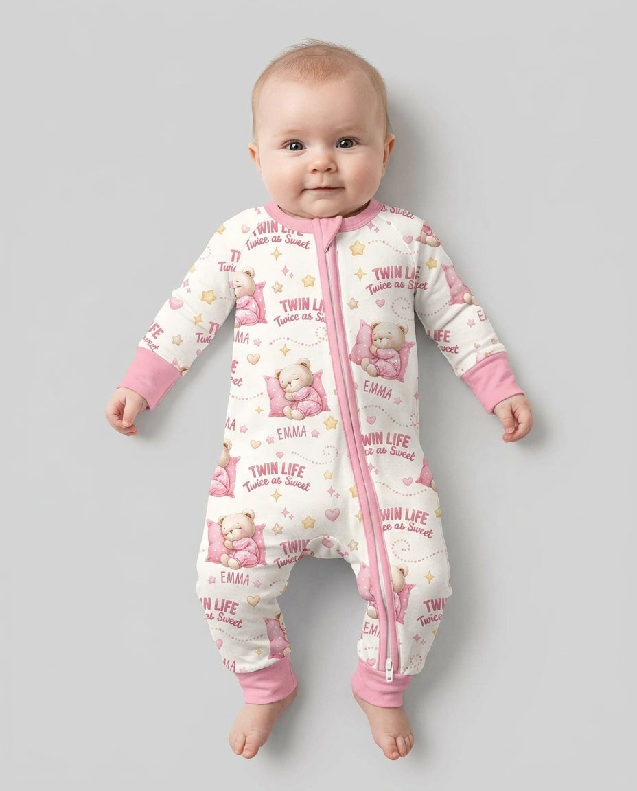 Custom Name Twin Life Twice As Sweet Bamboo Convertible Zippy