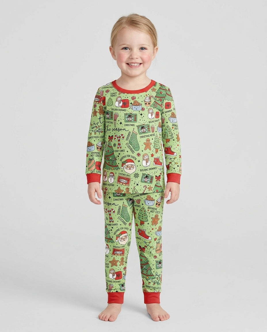 Christmas lights Bamboo Two Piece Long Sleeve Pajama Set