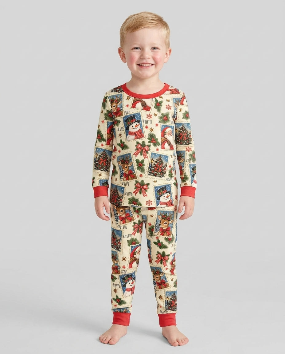 Holly Jolly Stamps Bamboo Two Piece Long Sleeve Pajama Set
