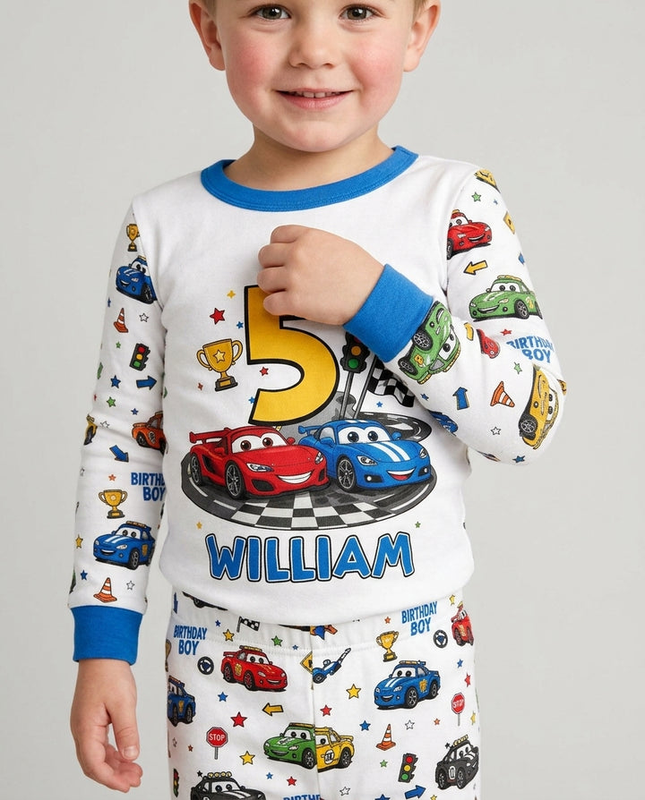 Birthday Racing Adventure Bamboo Two Piece Long Sleeve Pajama Set