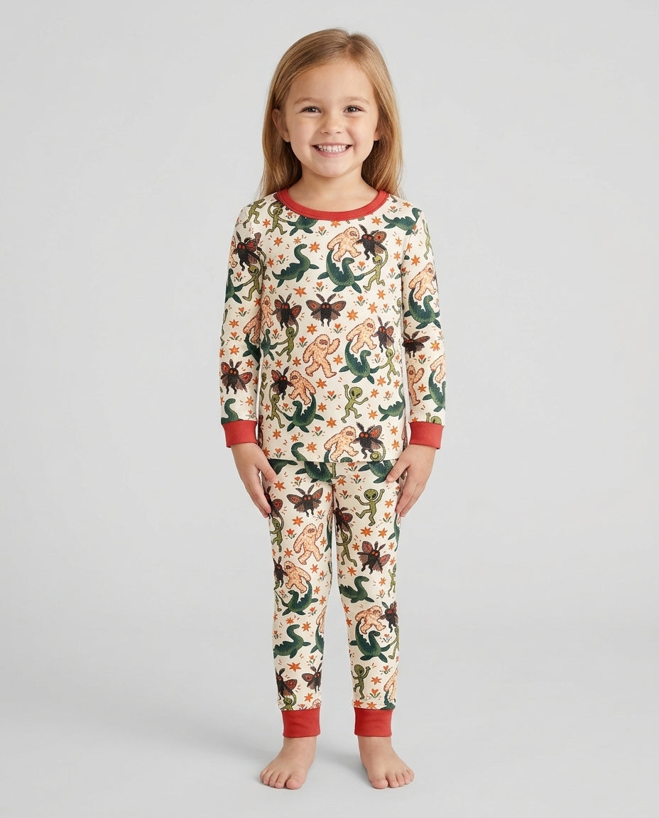 Dancing Cryptids Bamboo Two Piece Long Sleeve Pajama Set