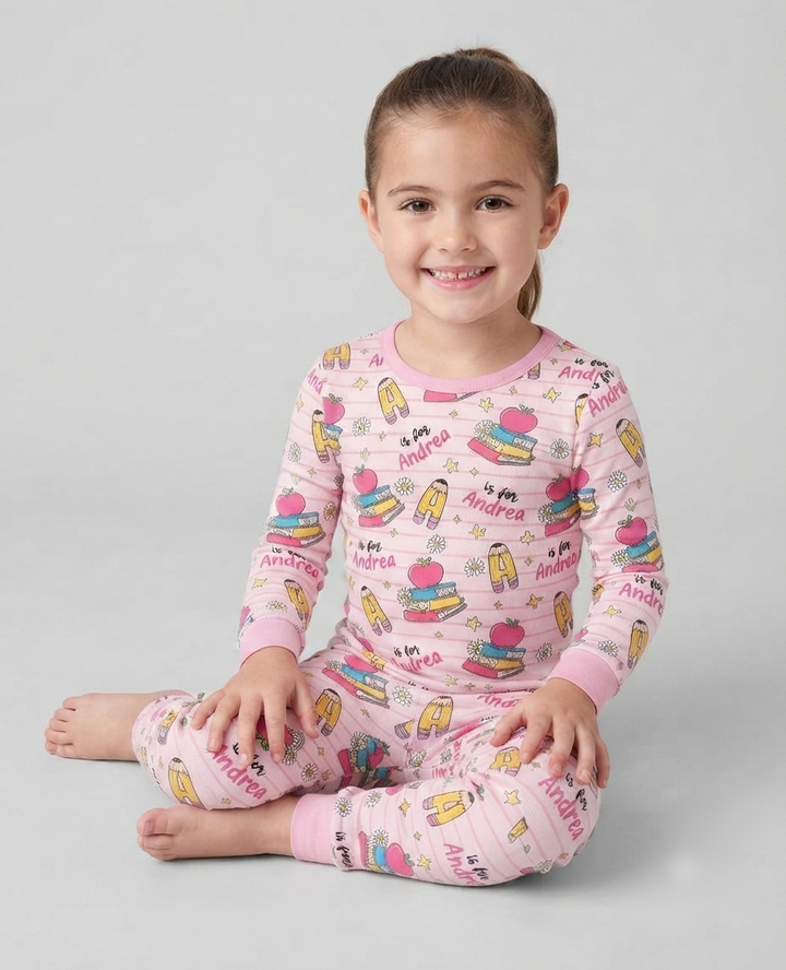 Conjunto de pijama de dos piezas de bambú con mangas largas, plantilla PERSONALIZADA
