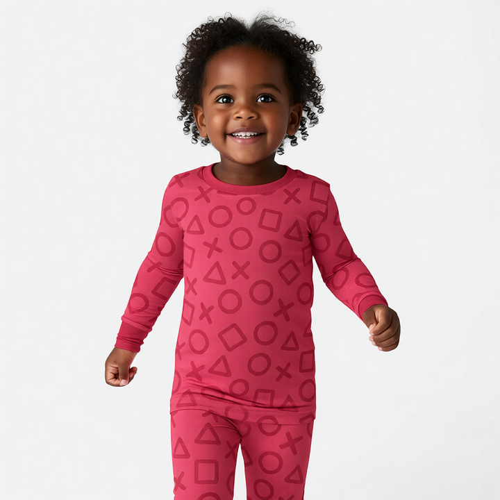XOXO Shapes Two Piece Long Sleeve Pajama Set Girl Version