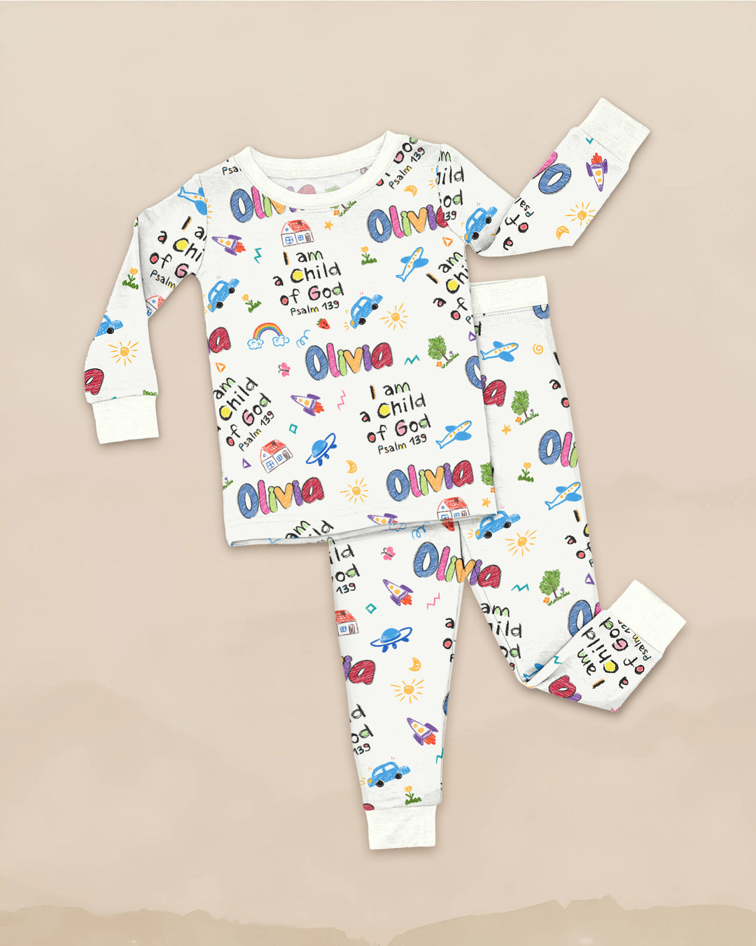 Zweiteiliges Langarm-Pyjama-Set mit Sommerfrüchten