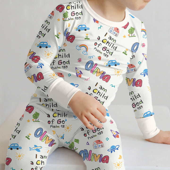 Zweiteiliges Langarm-Pyjama-Set mit Sommerfrüchten