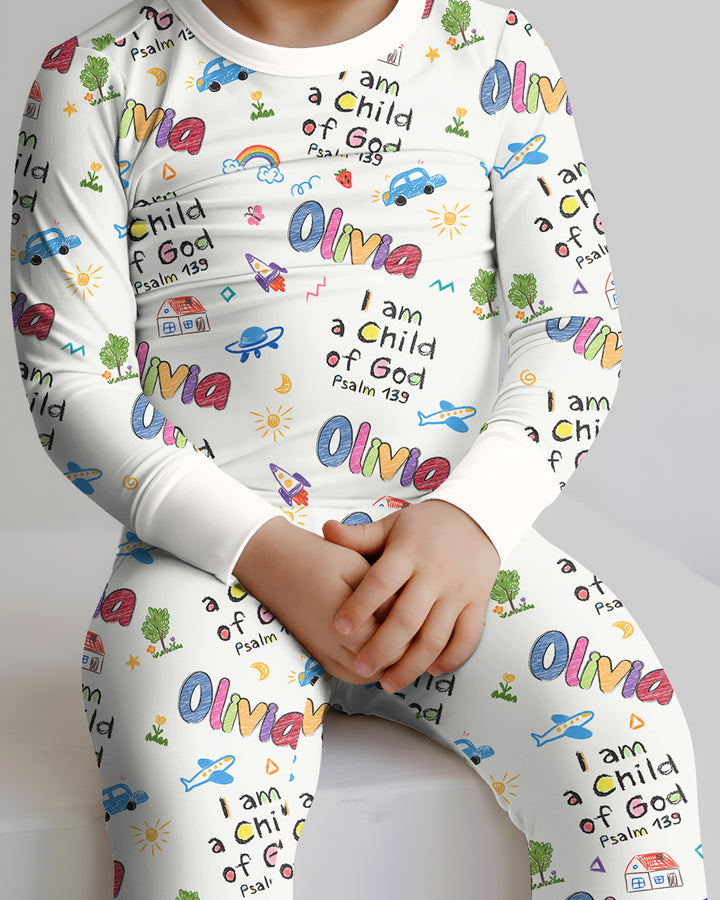 Zweiteiliges Langarm-Pyjama-Set mit Sommerfrüchten