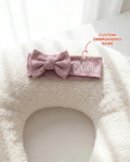 Personalized Baby Sheep Embroidered Ribbed Bamboo Headband