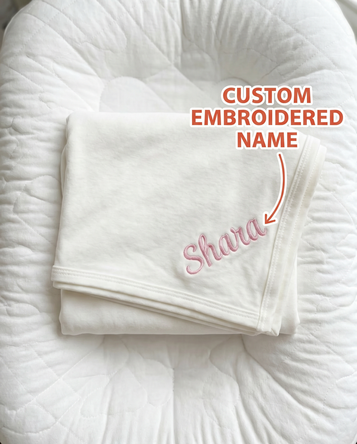 Personalized Little Miracle Pink Embroidered Bamboo Blanket
