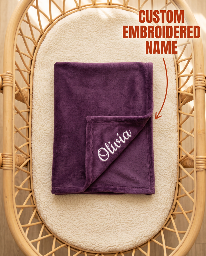 Personalized Bunny Embroidered Bamboo Blanket