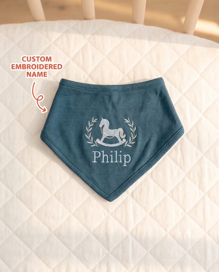 Personalized Royal Horse Embroidered Bamboo Bib