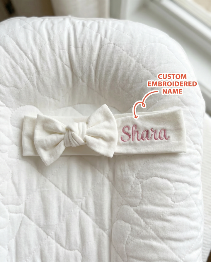 Personalized Little Miracle Pink Embroidered Bamboo Headband