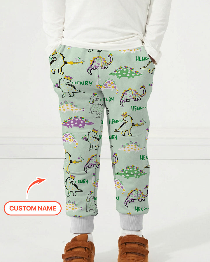 Custom Name Mardi Gras Saurus Jogger