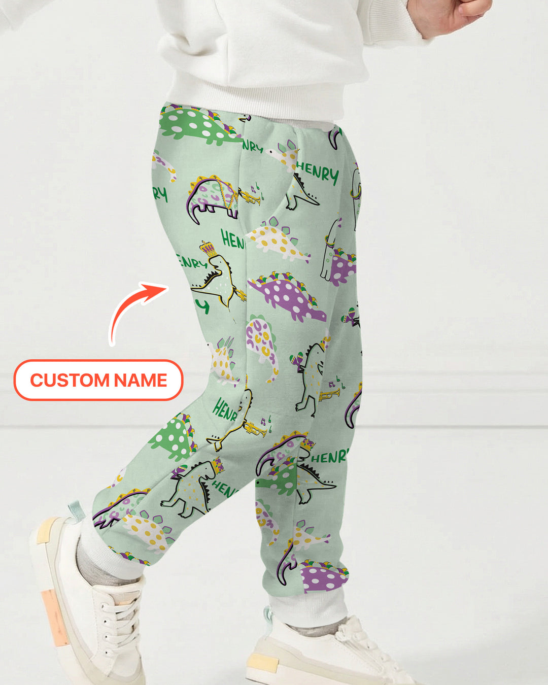 Custom Name Mardi Gras Saurus Jogger