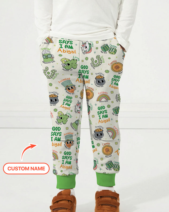 Personalized God Says I Am St. Patrick's Day Family Matching Jogger