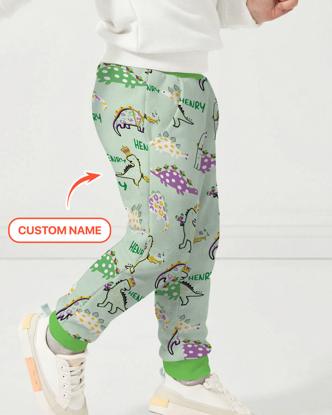 Custom Name Mardi Gras Saurus Jogger