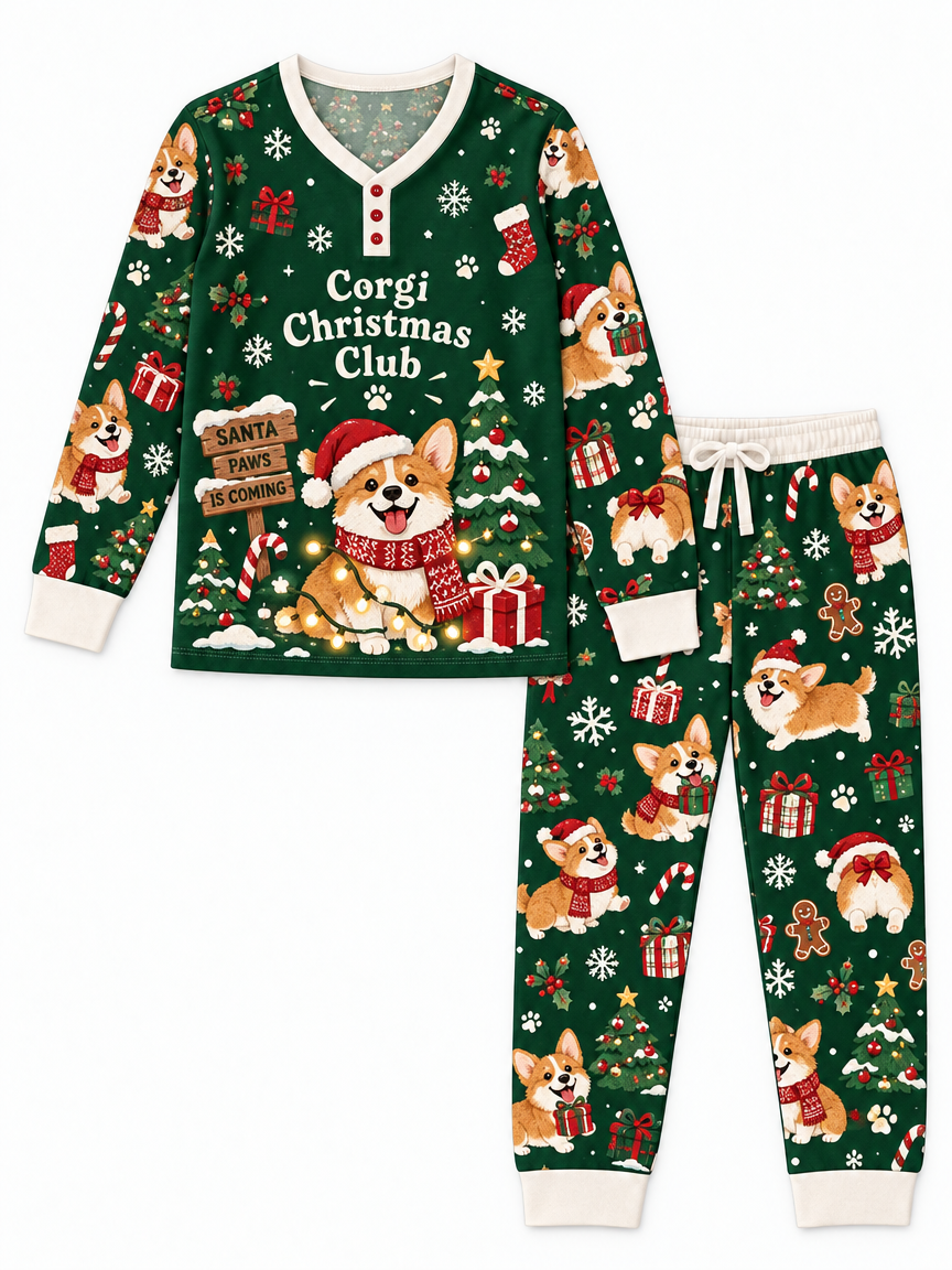 Jolly Corgi Holiday Bamboo Women Pajama Set