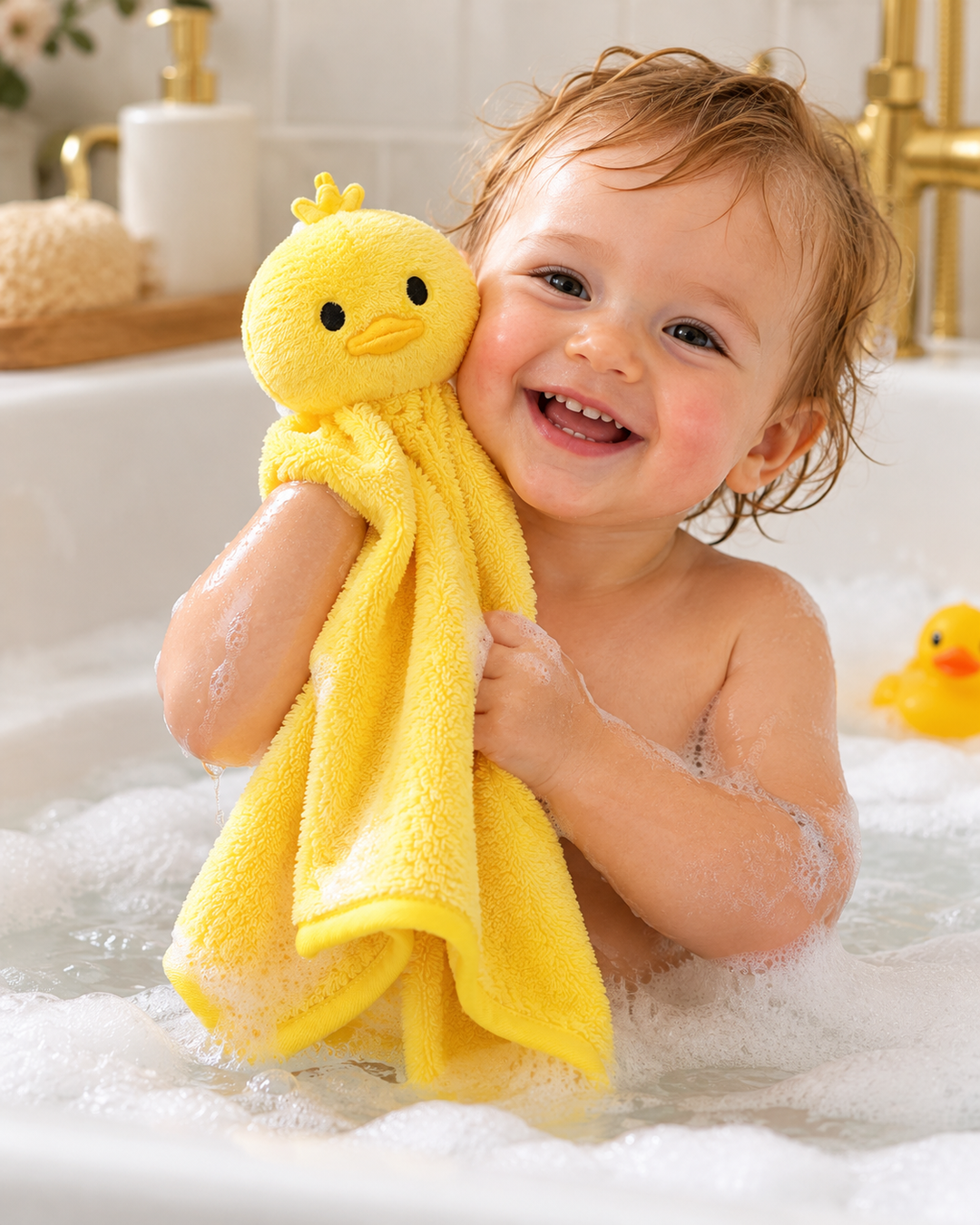 Cute Yellow Duck Puppet Washcloth