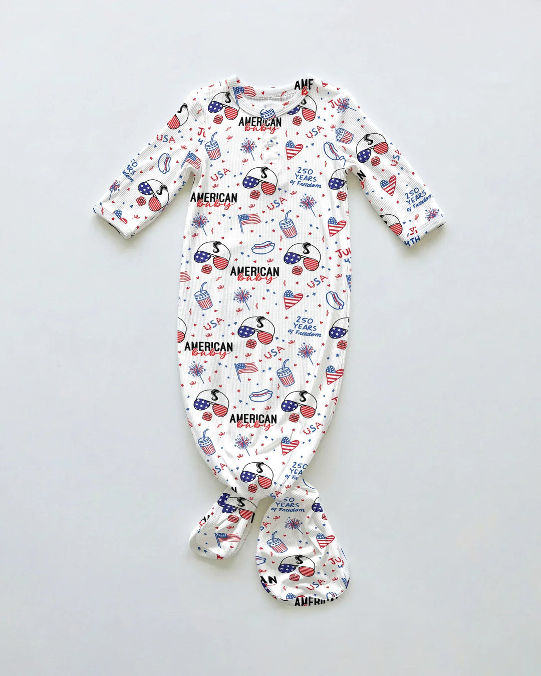 Doodle American Flag Glasses Family Matching Bamboo Knot Gown
