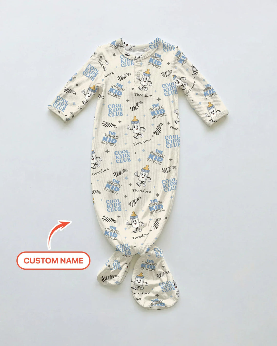 Custom Name Cool Club Daddy & Me Matching Bamboo Knot Gown