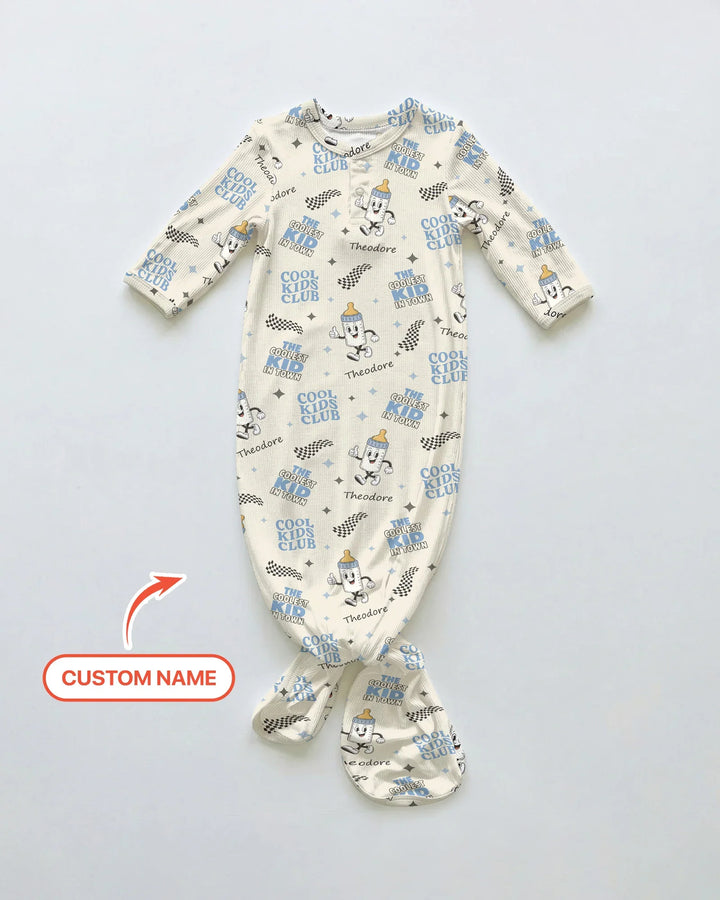 Custom Name Cool Club Daddy & Me Matching Bamboo Knot Gown