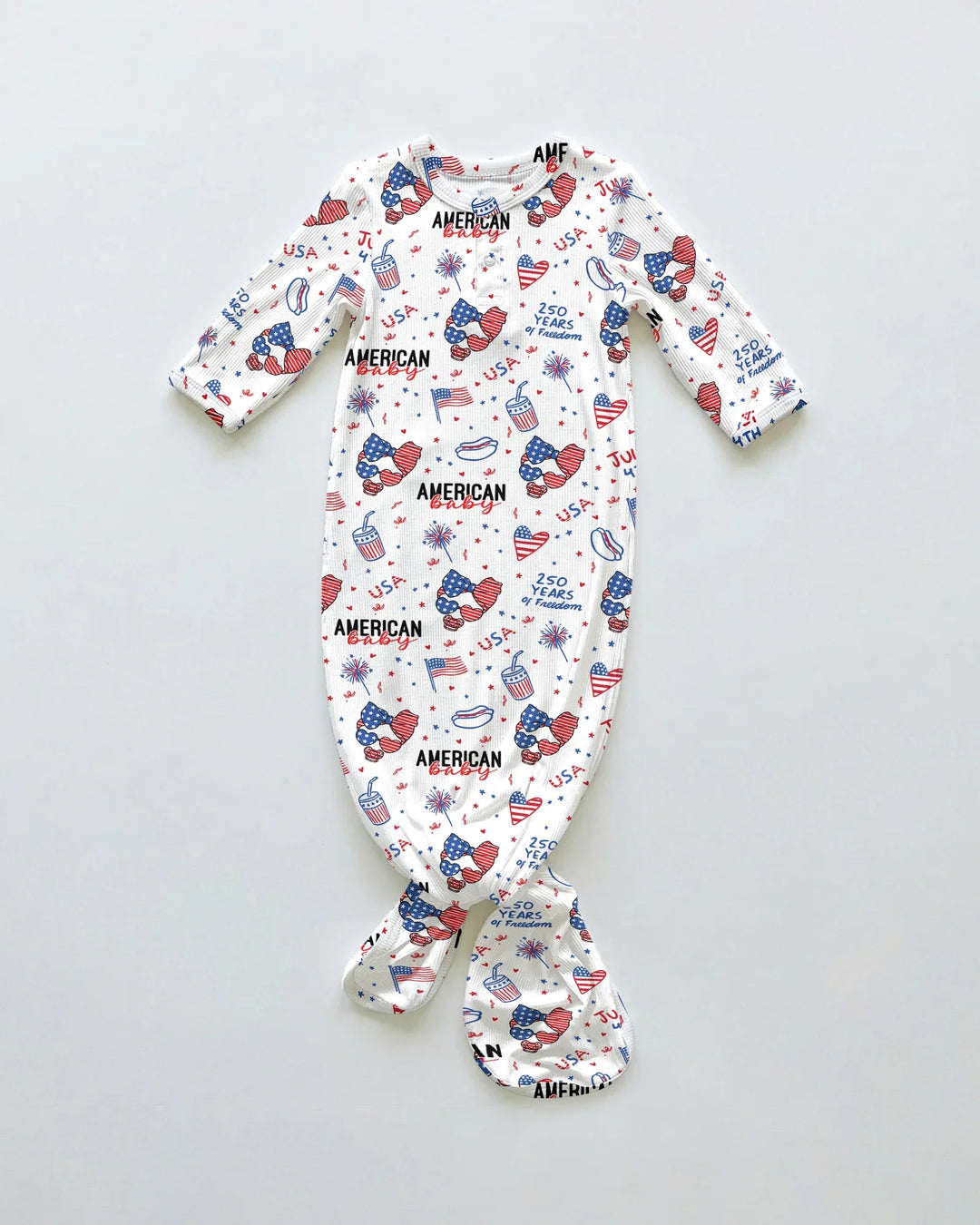 Doodle American Flag Glasses Family Matching Bamboo Knot Gown