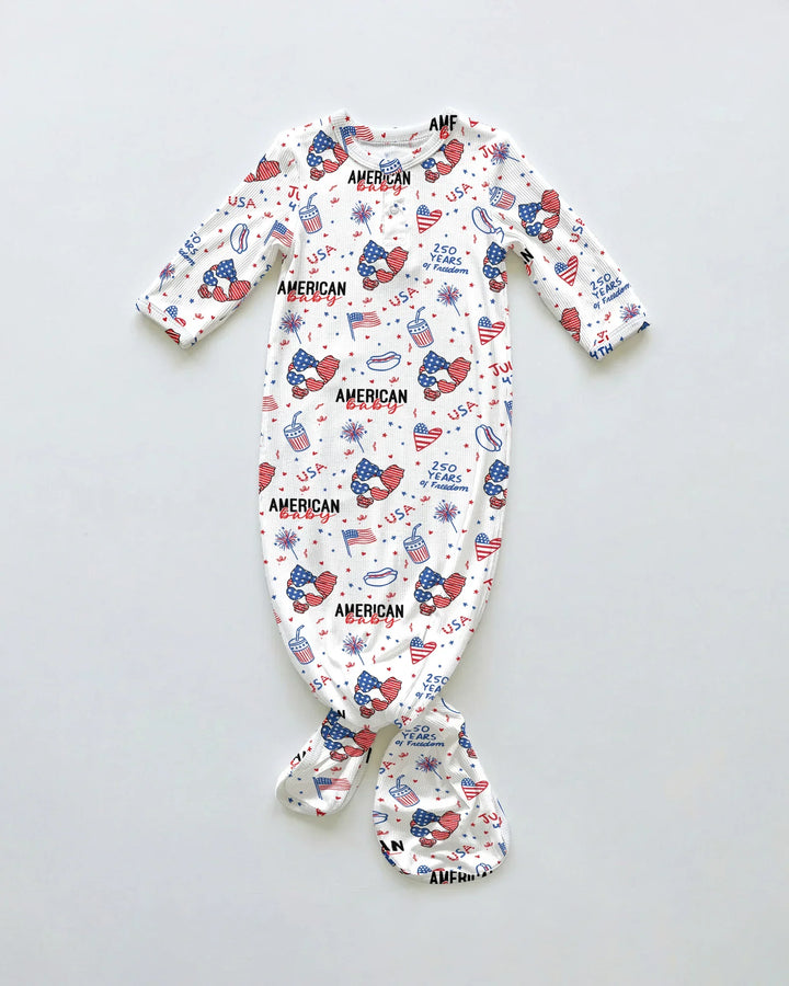 Doodle American Flag Glasses Family Matching Bamboo Knot Gown