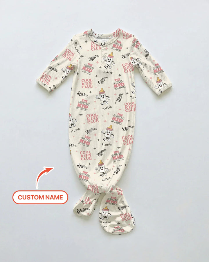 Custom Name Cool Club Daddy & Me Matching Bamboo Knot Gown