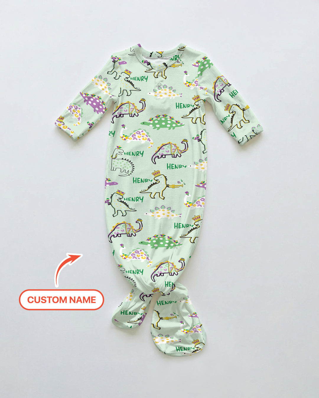 Custom Name Mardi Gras Saurus Knot Gown