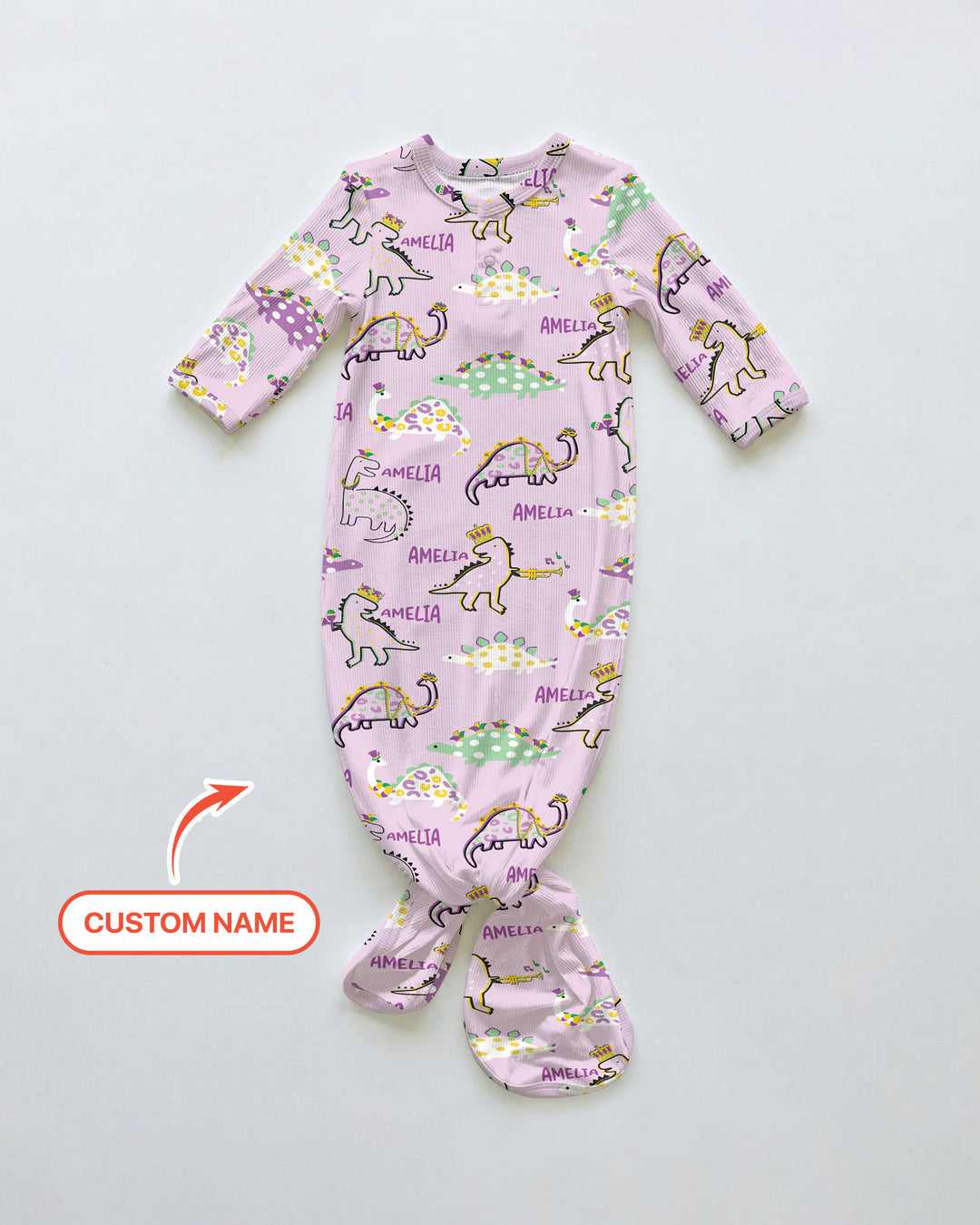 Custom Name Mardi Gras Saurus Knot Gown