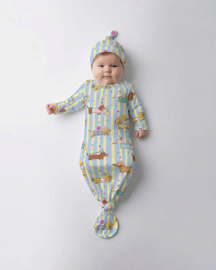 Custom Name Birthday Dachshund Bamboo Knot Gown