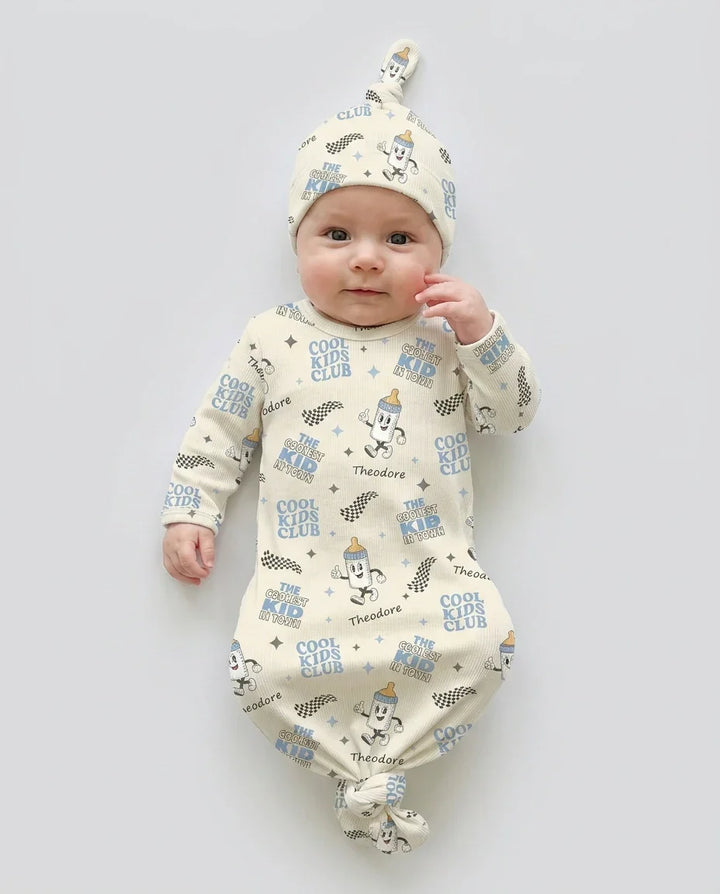 Custom Name Cool Club Daddy & Me Matching Bamboo Knot Gown