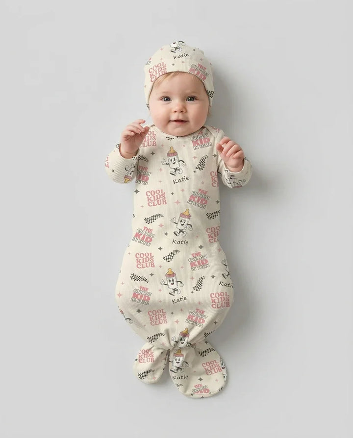 Custom Name Cool Club Daddy & Me Matching Bamboo Knot Gown