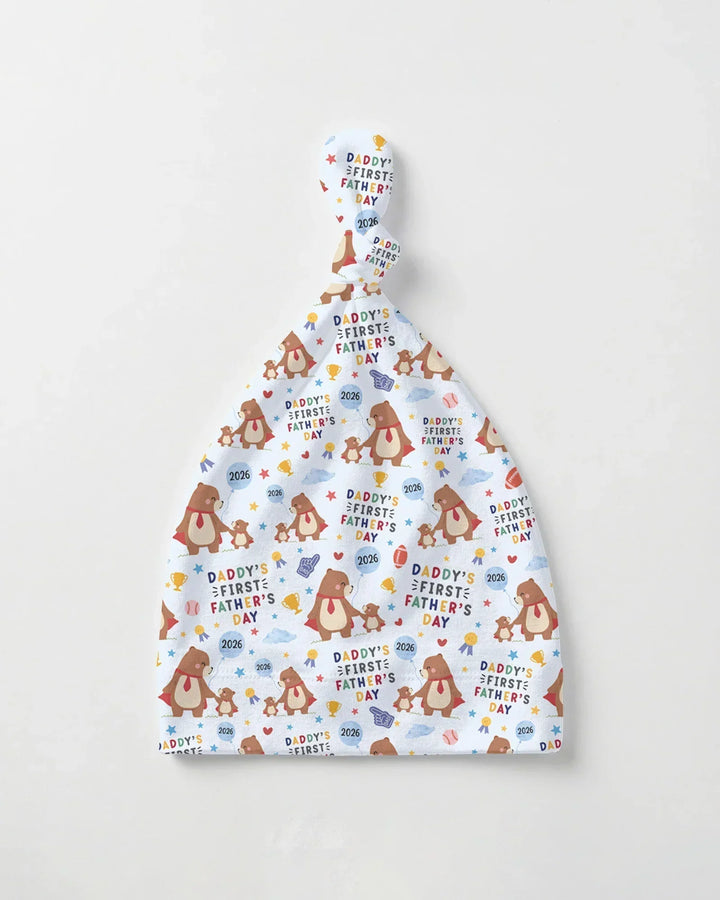 First Father's Day Daddy Bear Family Matching Knotted Hat