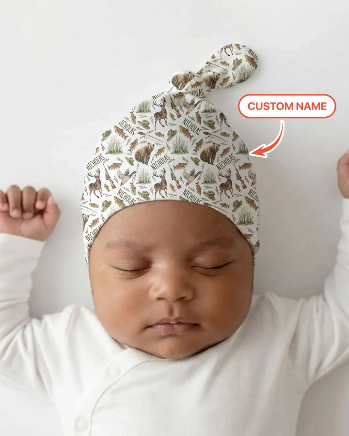 Custom Name Little Hunter Bamboo Knotted Hat