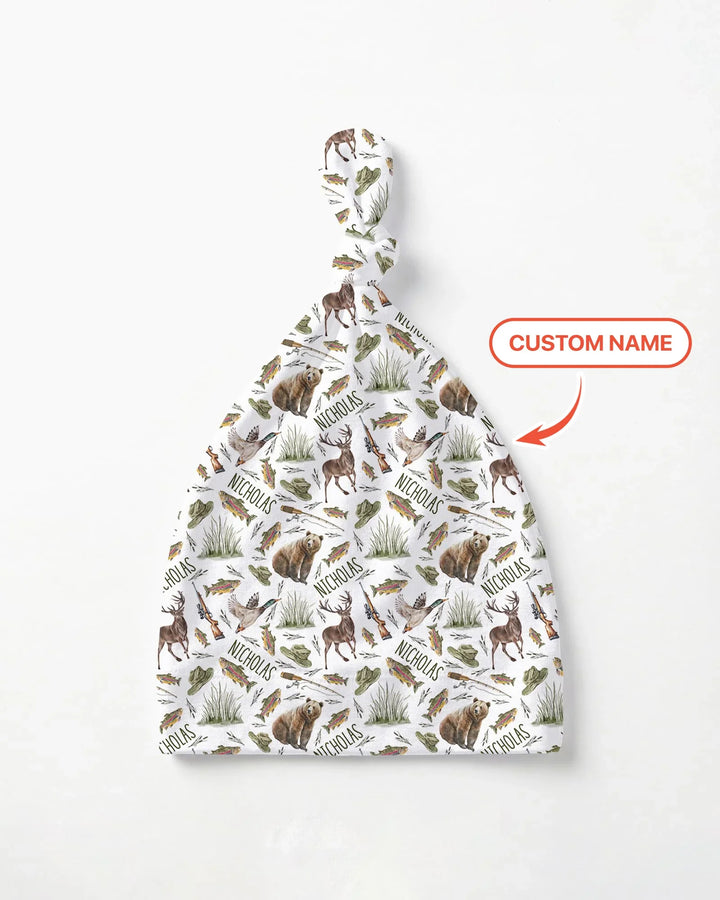 Custom Name Little Hunter Bamboo Knotted Hat