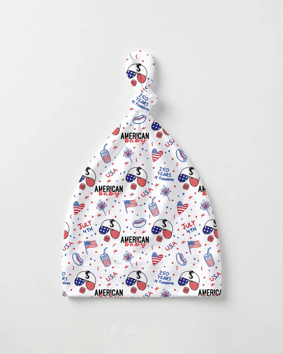 Doodle American Flag Glasses Family Matching Bamboo Knotted Hat