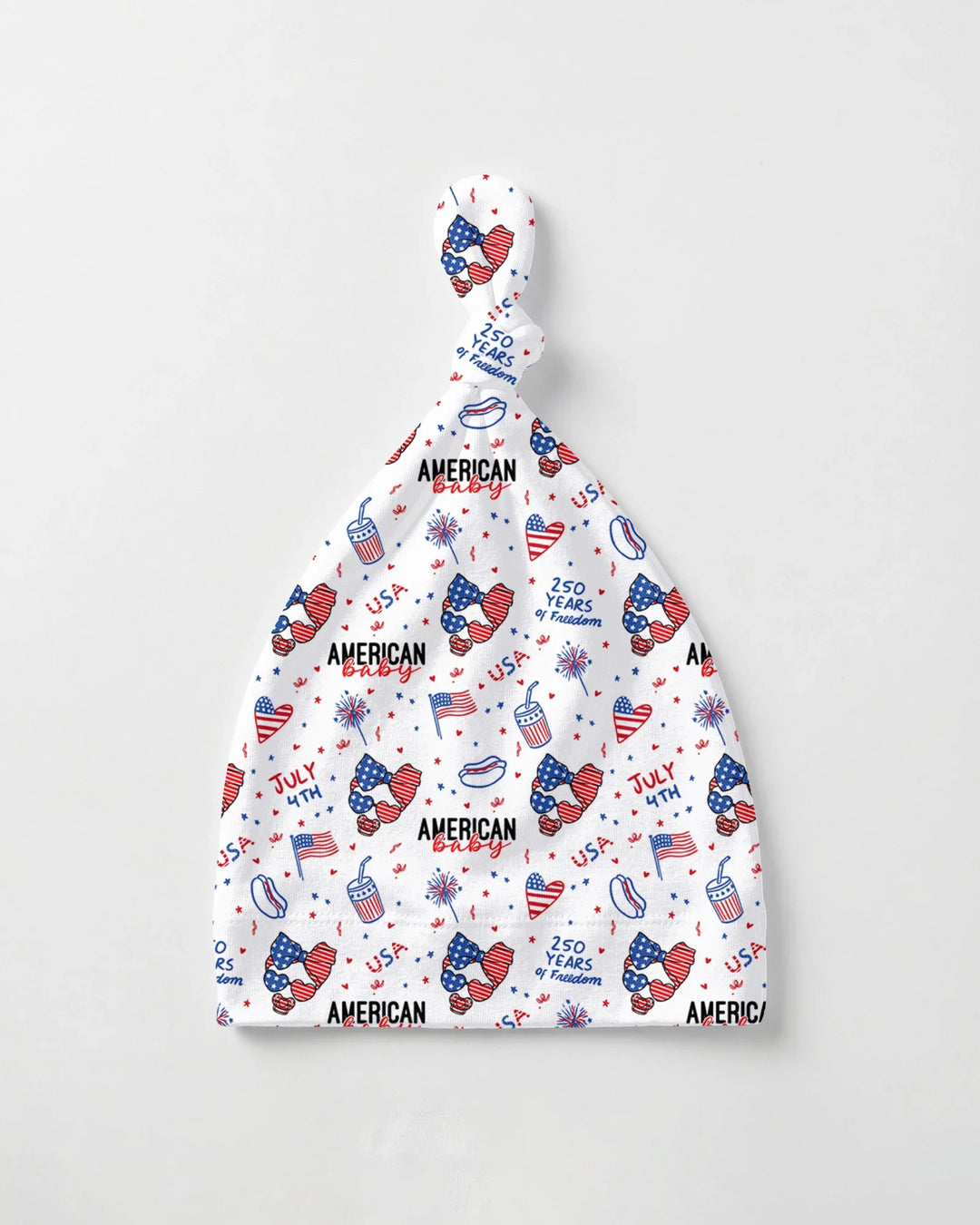Doodle American Flag Glasses Family Matching Bamboo Knotted Hat