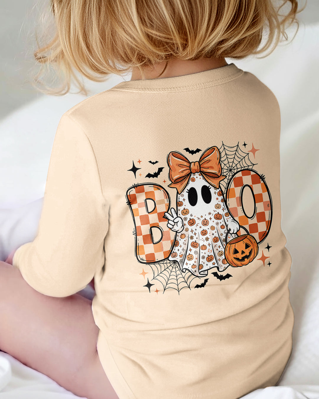 Personalized Baby Girl Halloween Ghost Bamboo Bodysuit