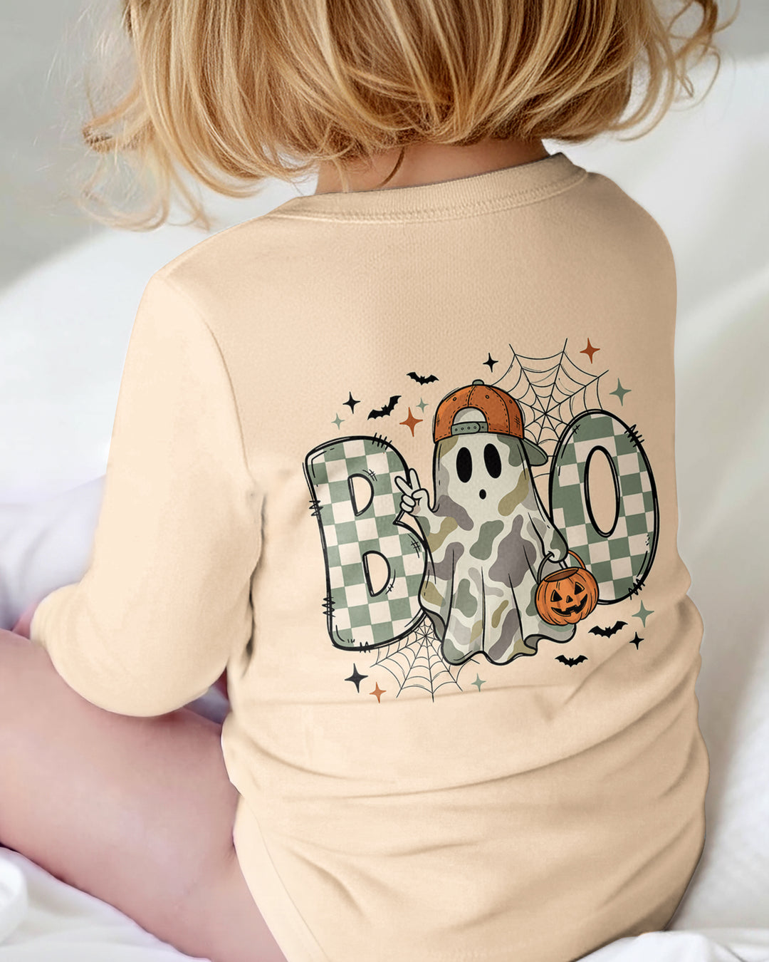 Personalized Baby Boy Halloween Ghost Bamboo Bodysuit