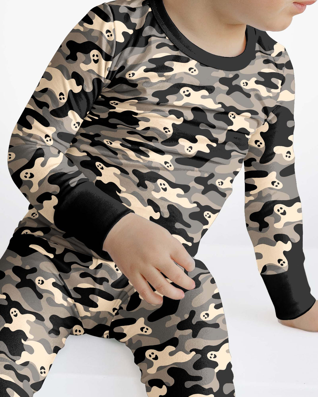 Camo Halloween Ghost Bamboo Two Piece Long Sleeve Pajama Set