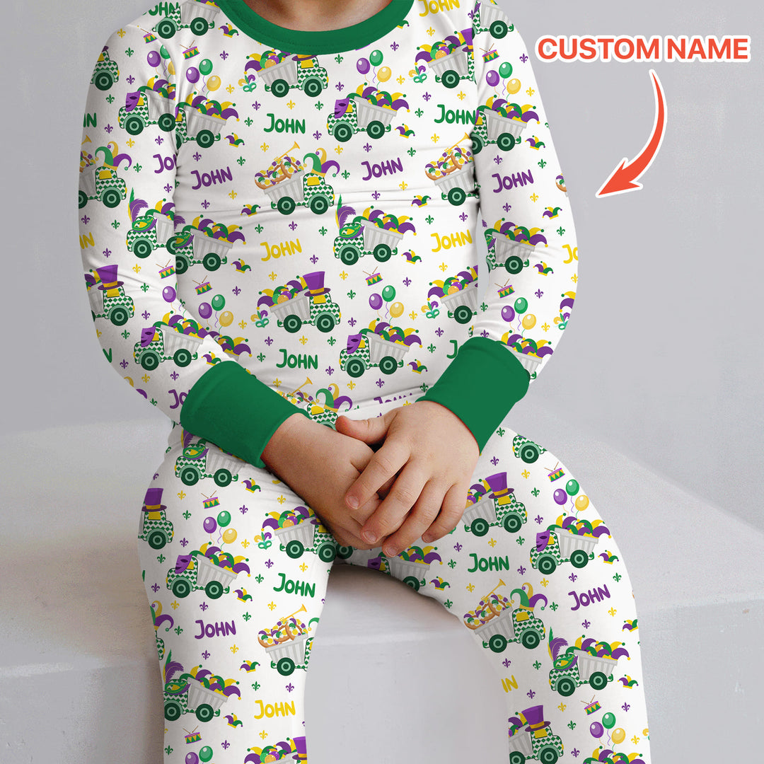 Mardi Gras Trucks Two Piece Long Sleeve Pajama Set