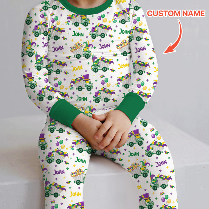 Mardi Gras Trucks Two Piece Long Sleeve Pajama Set
