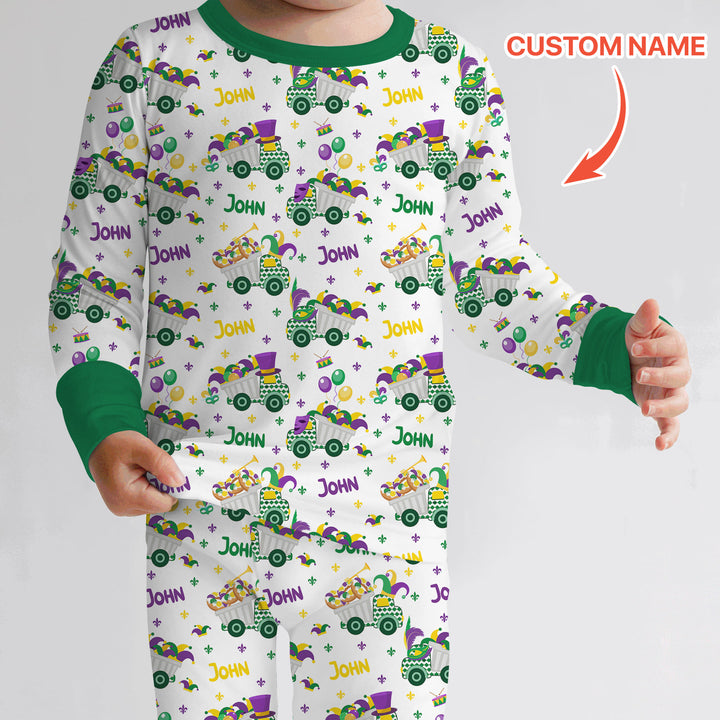Mardi Gras Trucks Two Piece Long Sleeve Pajama Set