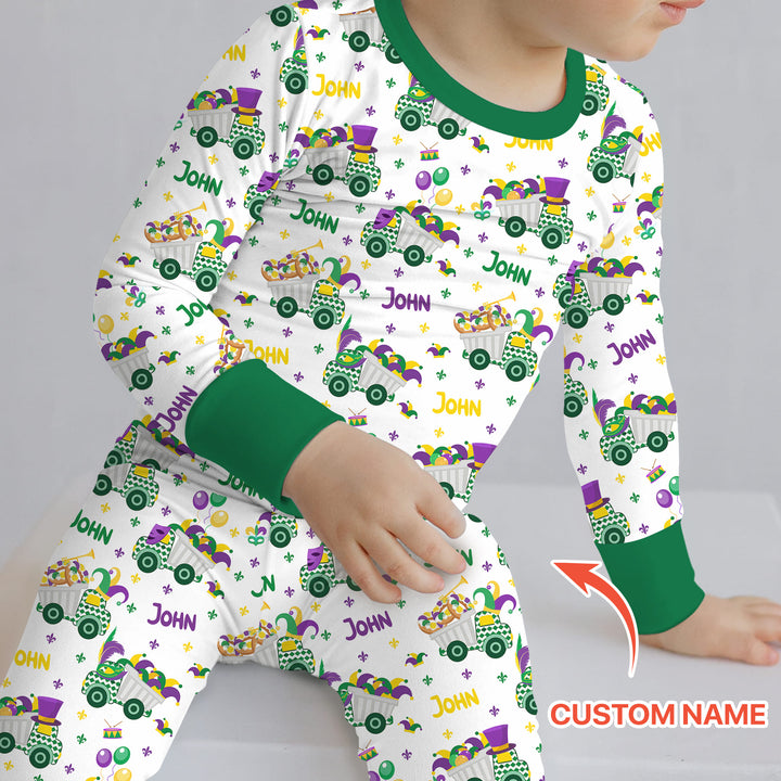 Mardi Gras Trucks Two Piece Long Sleeve Pajama Set
