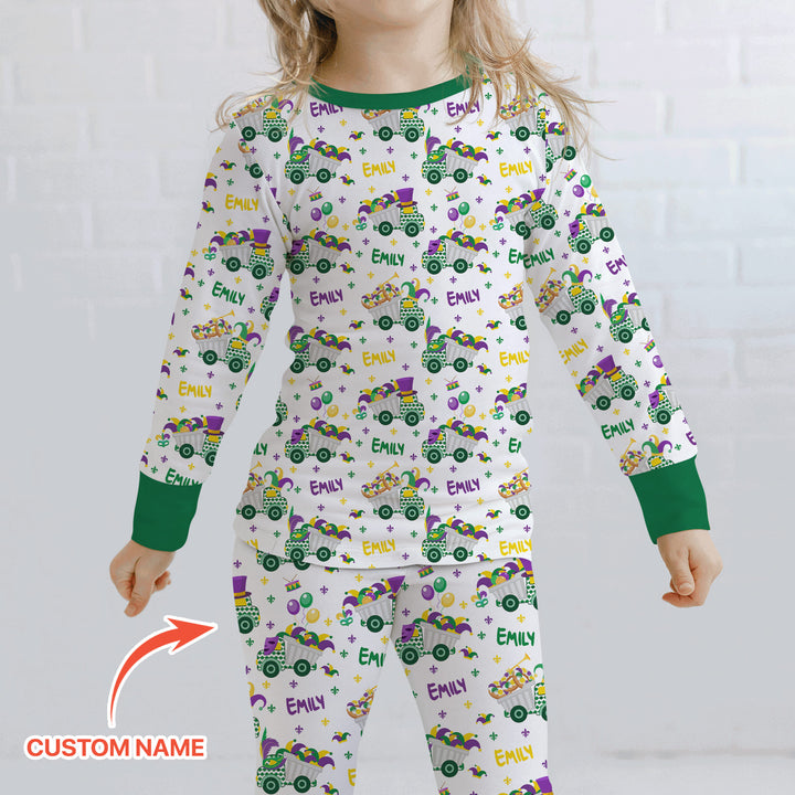 Mardi Gras Trucks Two Piece Long Sleeve Pajama Set