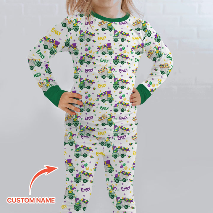 Mardi Gras Trucks Two Piece Long Sleeve Pajama Set