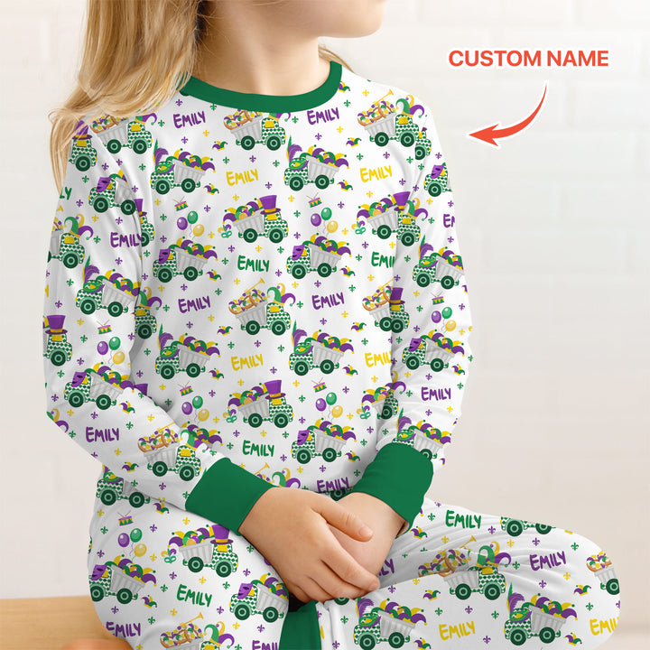 Mardi Gras Trucks Two Piece Long Sleeve Pajama Set