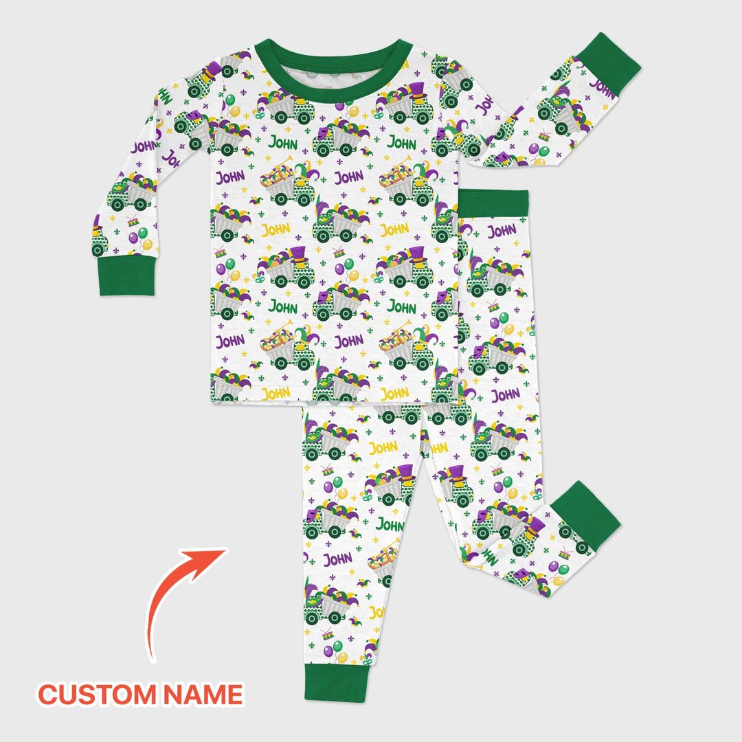 Mardi Gras Trucks Two Piece Long Sleeve Pajama Set